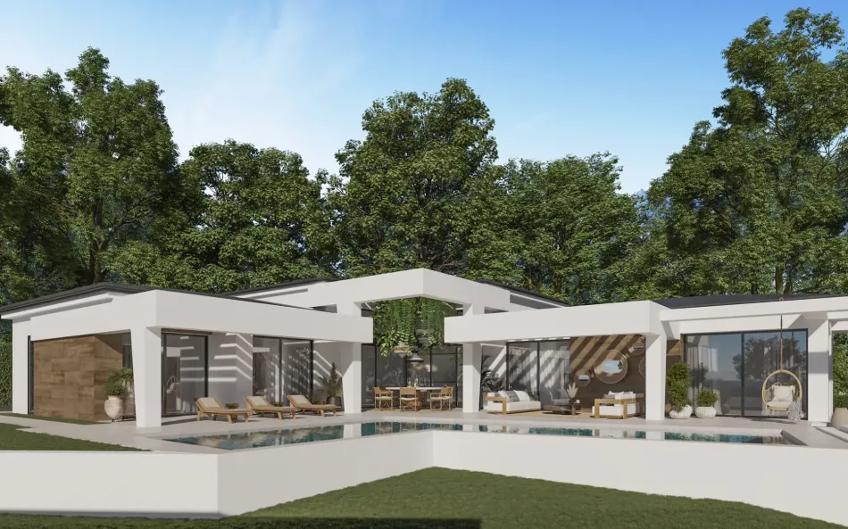 Three unique villas built on one floor 